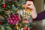 Homemade natural baubles on Christmas tree