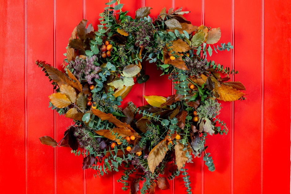 Autumn-toned handmade Christmas wreath