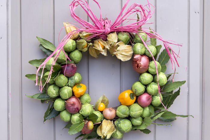 Brussels sprout Christmas wreath